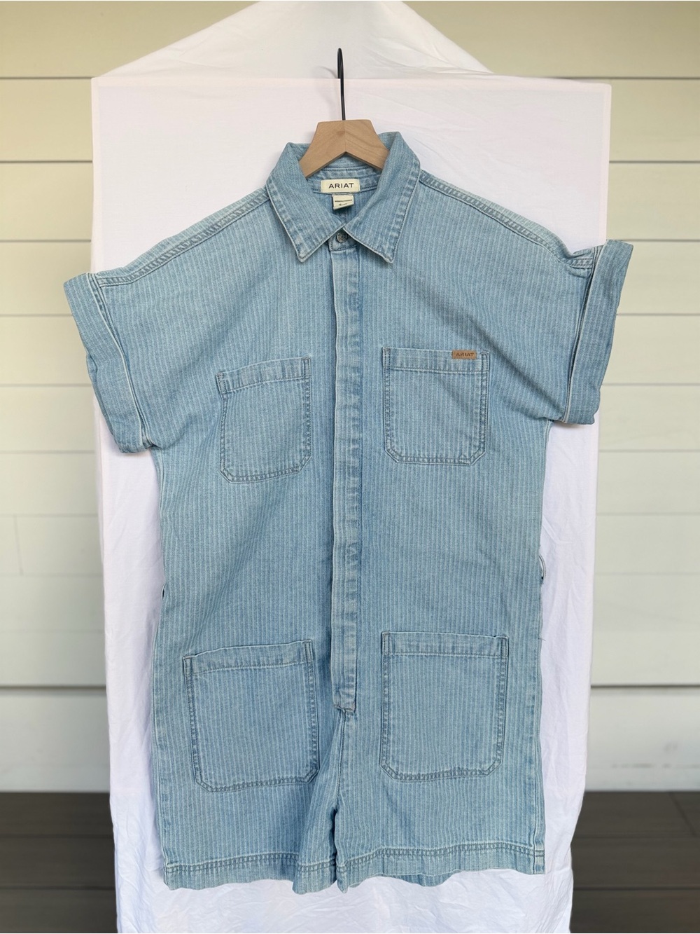 Ariat Denim Utility Romper Western Ranch Coastal Cowgirl 100% Cotton L